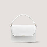 Encapsulating a bohemian charm, the white Eva shoulder bag is characterised by its artfully braided handle.
