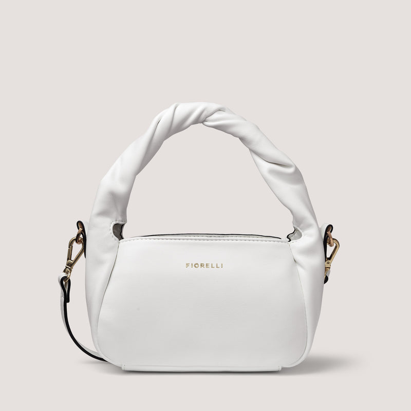 Carry the white Ramona mini handbag from the twisted handle or attach the adjustable crossbody strap to go hands-free.