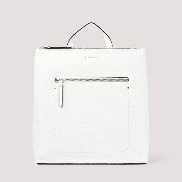 The Finley backpack is re-imagined in white faux-leather for the summer season.