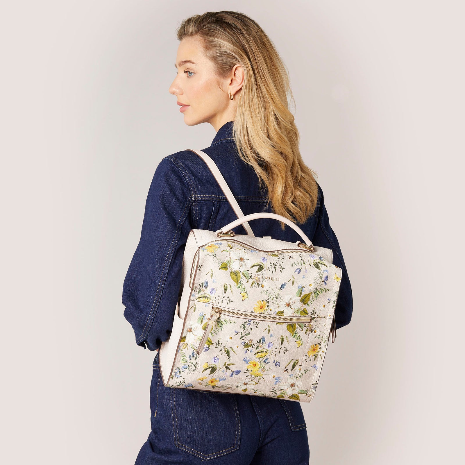 Black and white floral backpack hotsell