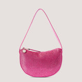 Pink shoulder bag with rhinestone crystals.