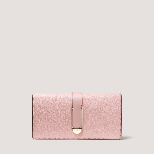 An understated and elegant new dusky pink clutch bag that is the perfect day to night companion.
