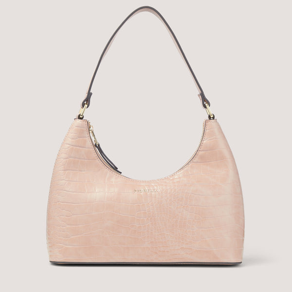 Meet your new dusky pink croc must-have shoulder bag this season. Forever on trend, this minimalist handbag will be in your style rotation each season.