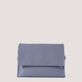 Steel blue crossbody bag with magnetic flap.