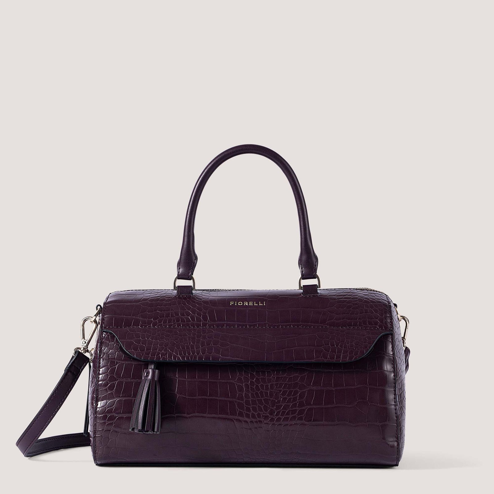 Remington Bowler Bag Burgundy Croc Fiorelli