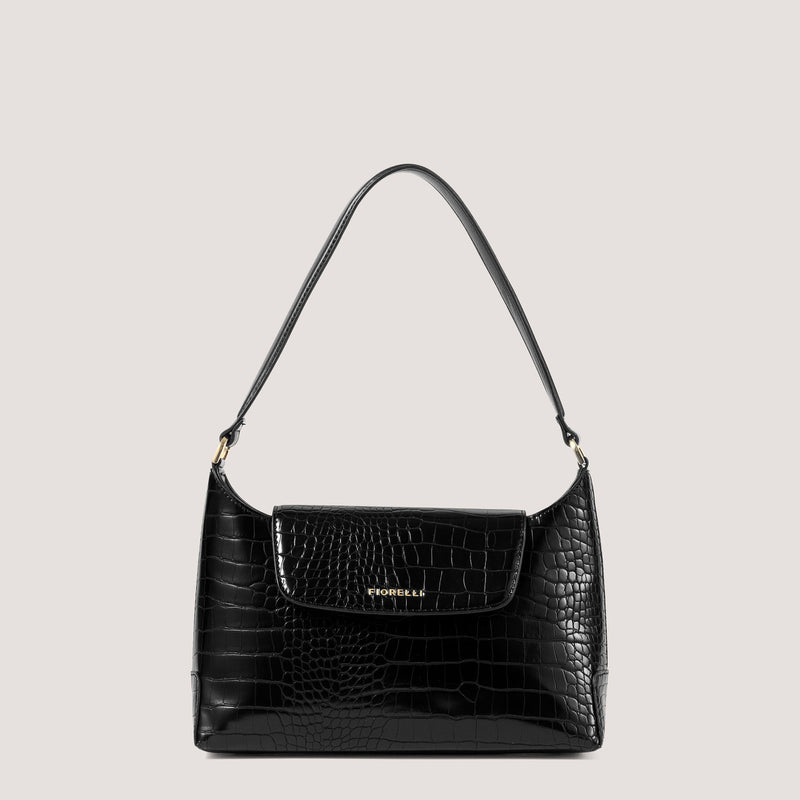 Black croc shoulder bag on sale