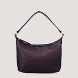 Leopard print nylon mini shoulder bag with statement hardware.