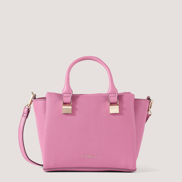 Pink mini crossbody bag with a slim, adjustable strap.