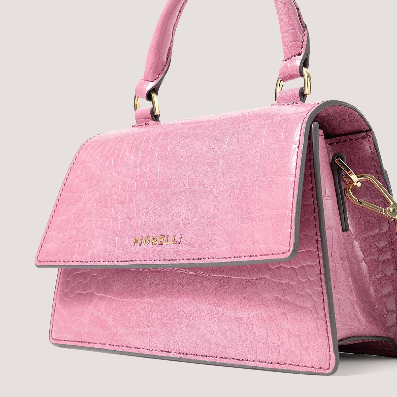 Colton Mini Top Handle Bag Pink Croc Fiorelli