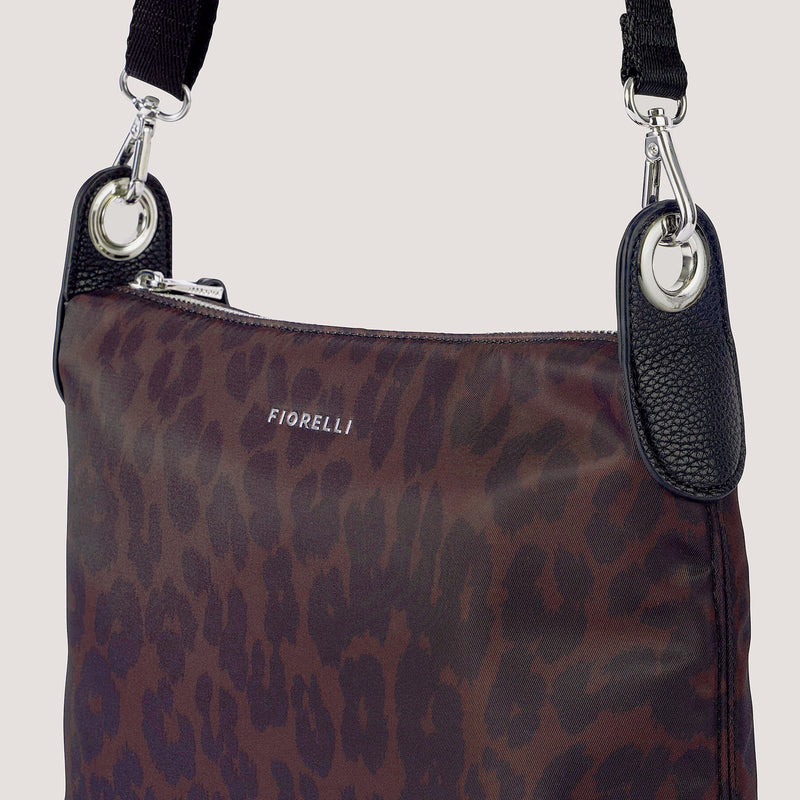 Nelly Crossbody Bag Leopard Print Nylon Fiorelli