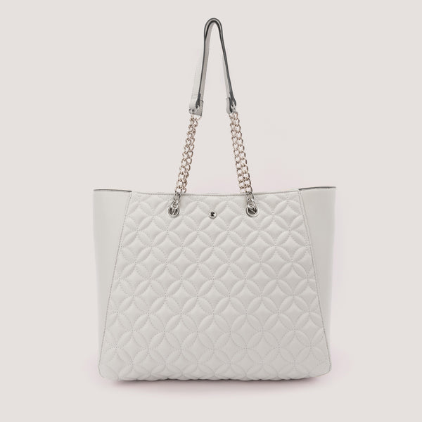 Camille Chain Tote Bag | Light Stone Petal Quilt