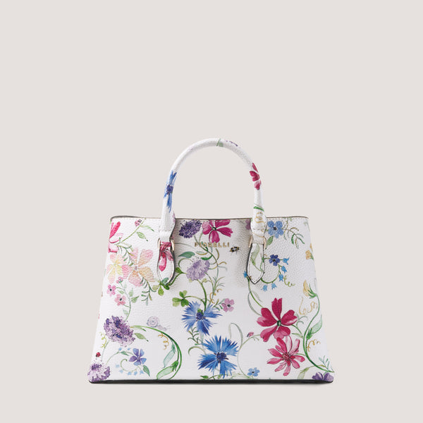 Wildflower print mini grab bag with crossbody strap.