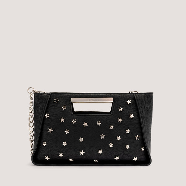 Black star crossbody bag chain handle.
