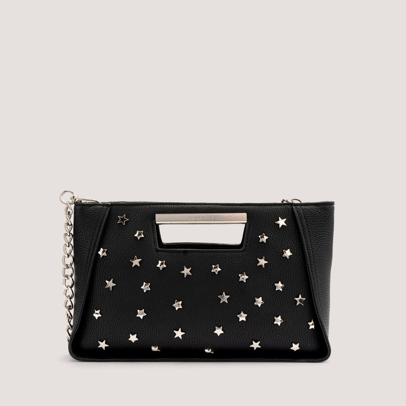 Black star crossbody bag chain handle.