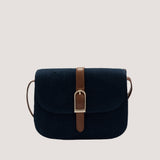 Denim flap style crossbody bag 
