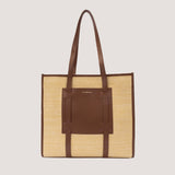 Stephanie straw/ teak mix tote bag 