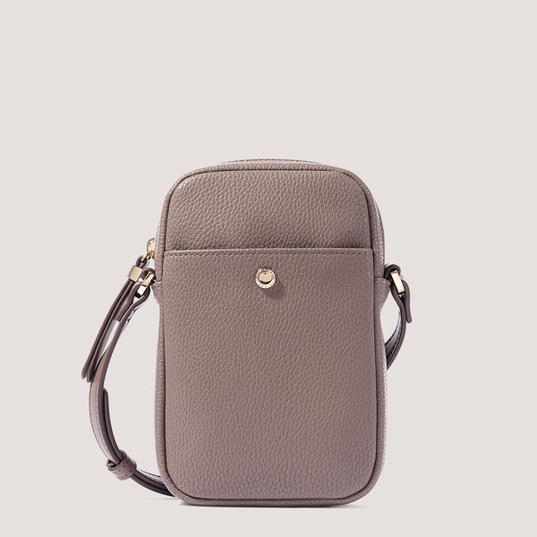 Coffee brown phone crossbody bag with card slots.