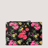 Romantic floral print pouch with an elegant wrist strap.