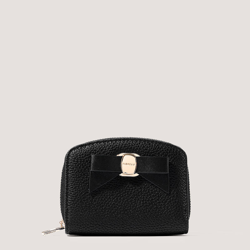 Black small purse with pebbled finish.