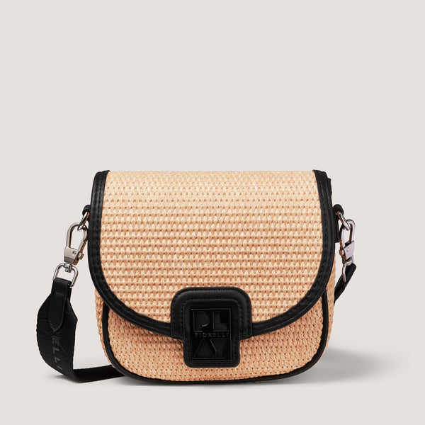 Neutral Raffia saddle crossbody 