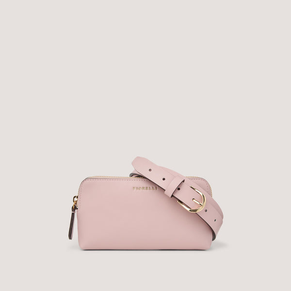 A stylish faux leather belt bag in a soft pink.