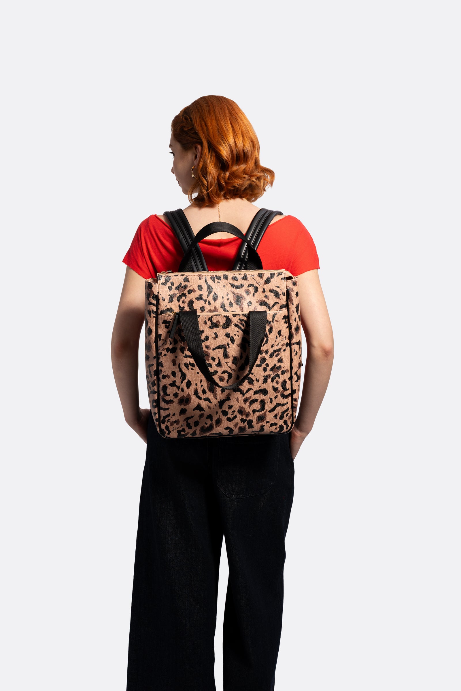 Blakus Unicia Leopard Print Fringe Backpack Leopard Leopard Small Nylon Bucky Backpack | GANNI US main image 3