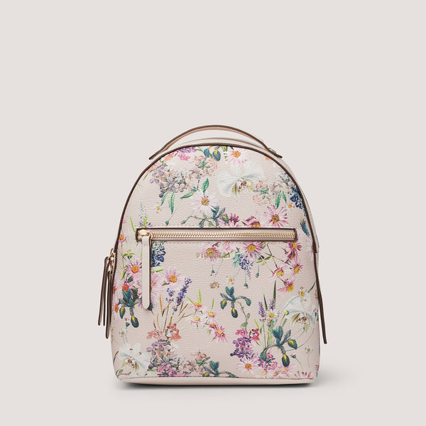 The Anouk backpack is available in our new white floral print.