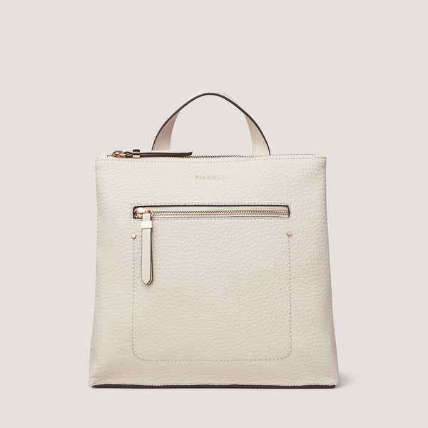 Our Finley mini backpack now comes in a chic white hue.