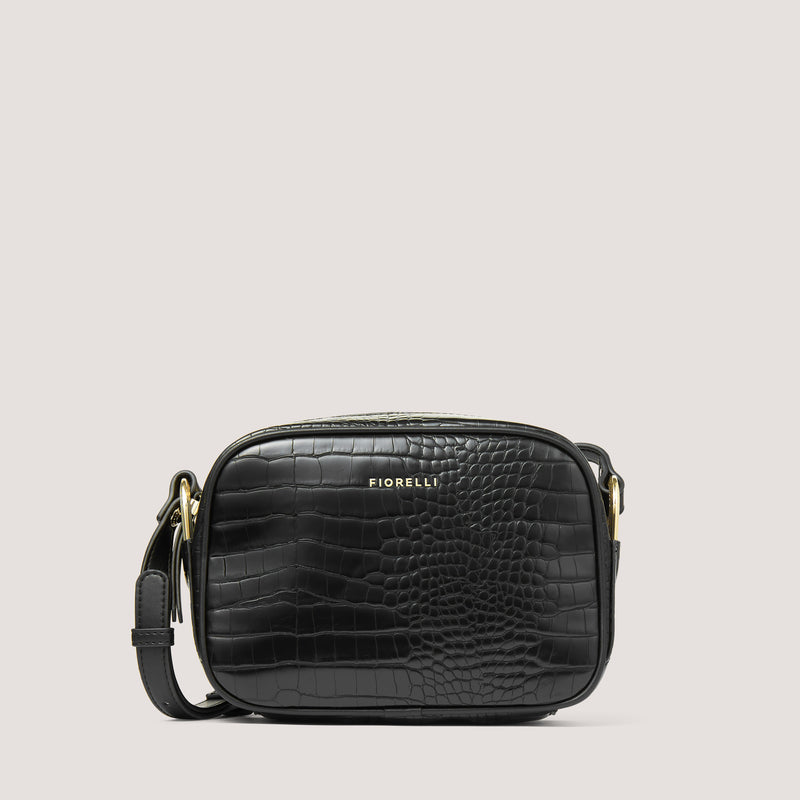Introducing our chic, curved and casual crossbody bag in black croc, Beau,