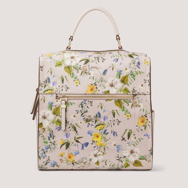The practical Anna backpack comes in a summer botanical print that will stand out against neutral outfits.