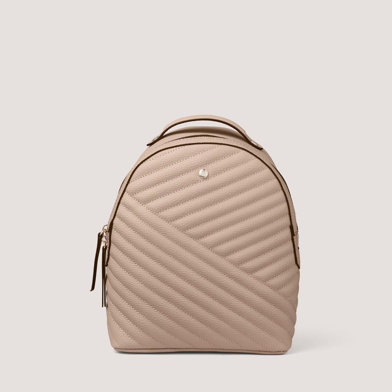 The Anouk backpack is available in our new mink quilt.