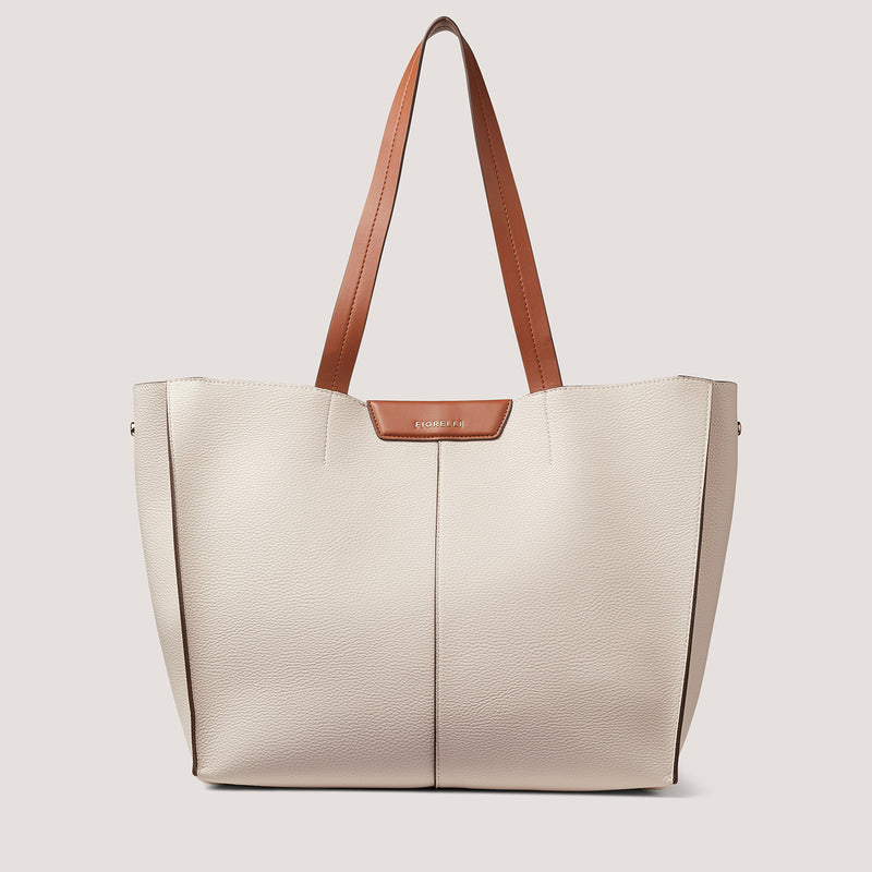 Introducing Chloe - our new tote in a chic white and tan mix.