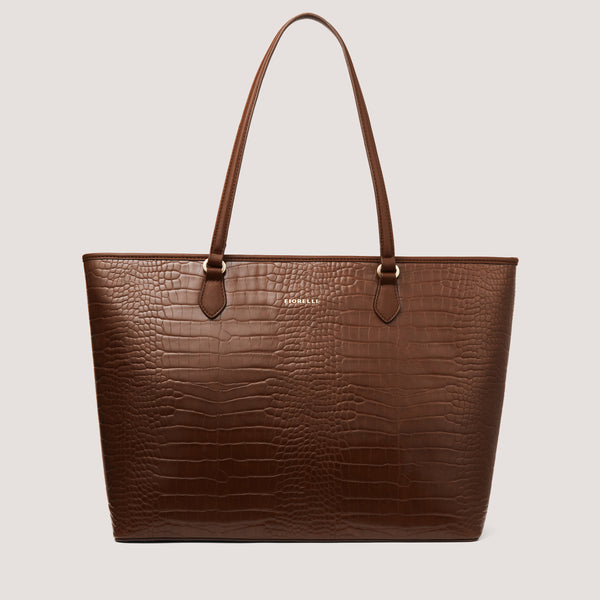 The carry everything bag you need in your life is our new zip top Thea tote in our new coffee croc.