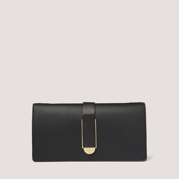 An understated and elegant new black clutch bag that is the perfect day to night companion.