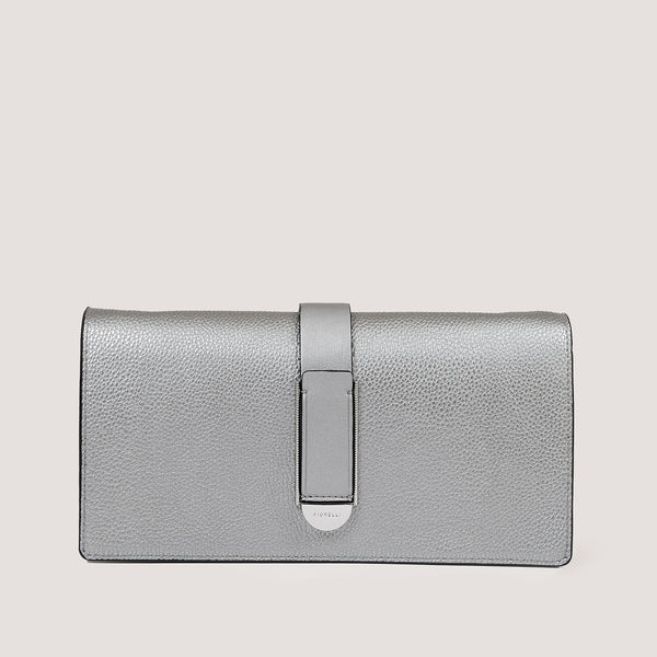 An understated and elegant new silver clutch bag that is the perfect day to night companion.