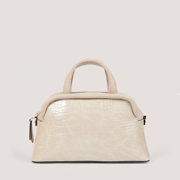 Sleek and stylish, the Stella in birch crocc can be worn as a grab or crossbody bag. 