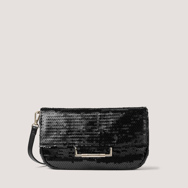 Our new black sequin Nova style can be worn as a crossbody, shoulder or clutch thanks to a removable and adjustable strap