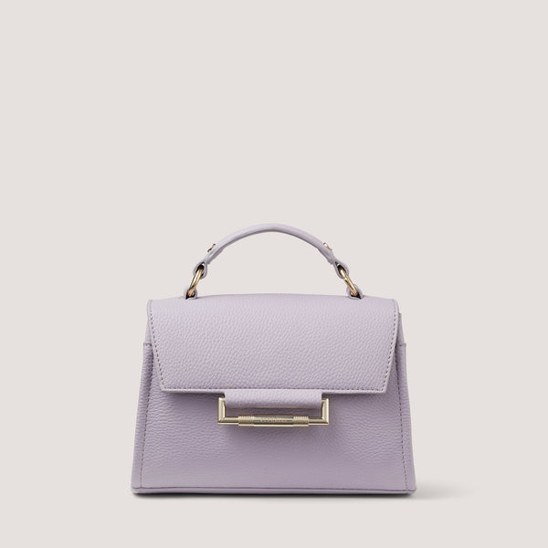 The non-leather structured Nova mini handbag comes in white and has a popper-fastening flap, elevated with metal accents.