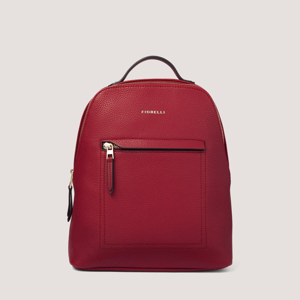 Our red Eden backpack is small yet spacious enough for your essentials.