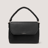 Encapsulating a bohemian charm, the black Eva shoulder bag is characterised by its artfully braided handle.