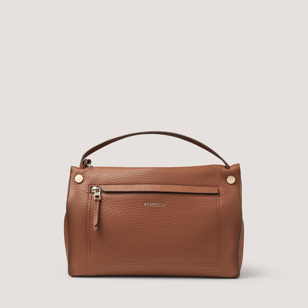 Soft, slouchy and imbued with a luxe appeal, the tan Eden handbag has a boxy shape and is refined with an inset zip.