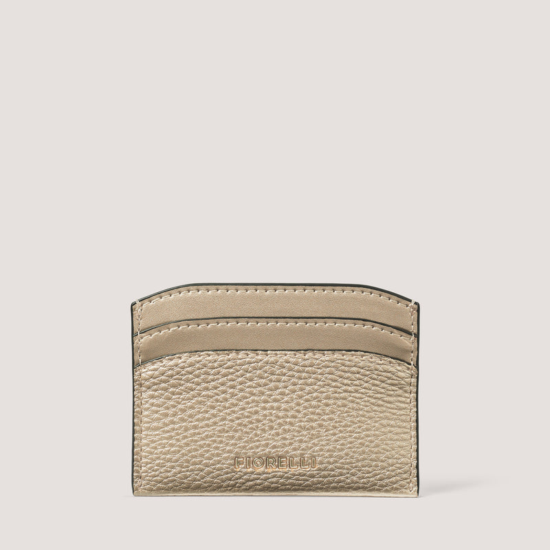 Our black faux leather Fiorelli card holder is complete with beautiful bespoke gold heart hardware.