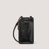The Aurora phone crossbody bag in black croc is sophisticated, compact and easy to use.