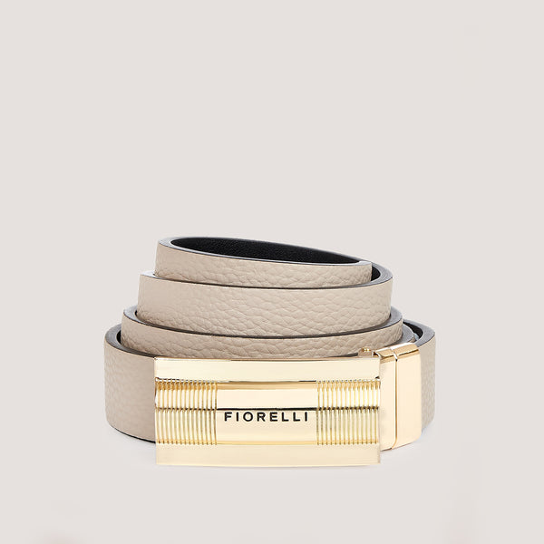 A simple yet stylish, reversible gold belt.