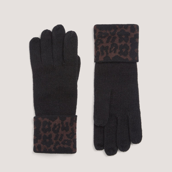 Black animal print slimline gloves.