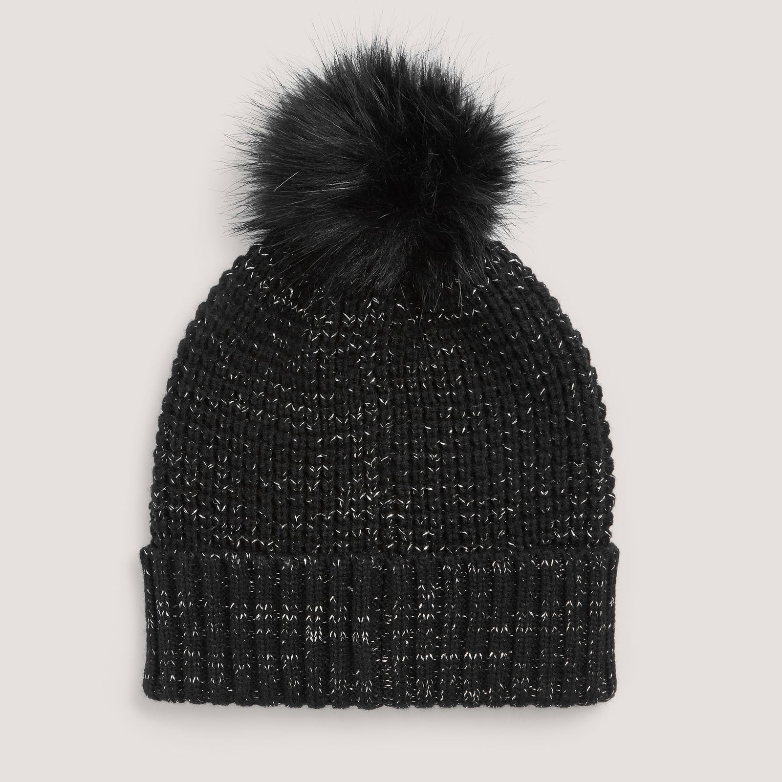 Fashion black wool bobble hat